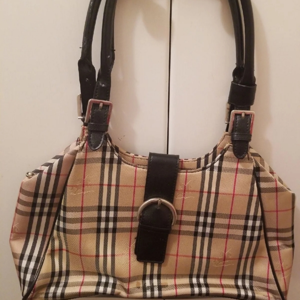 Striped & checkered pattern handbag